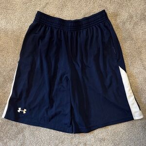Under Armour Men's Dark Blue and White Athletic Shorts
